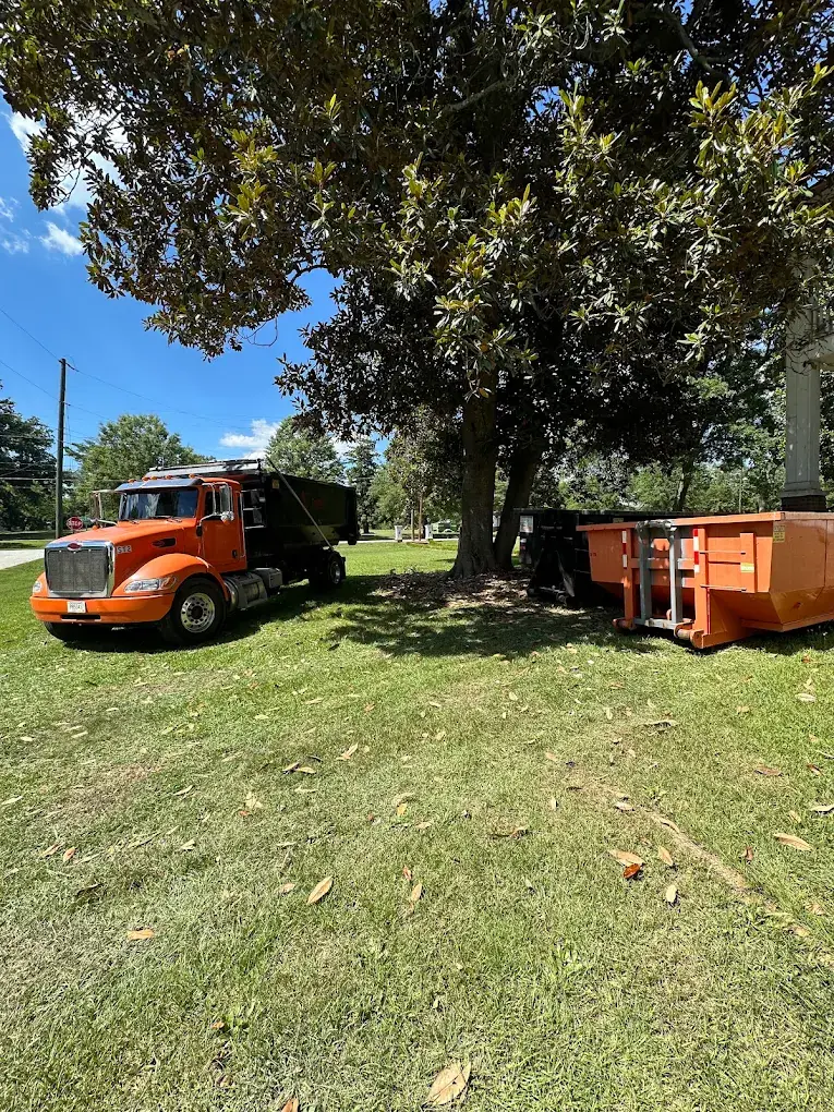 Proudfoot Rolloffs dumpster loaded with yard waste and mulch in Greenwood, SC